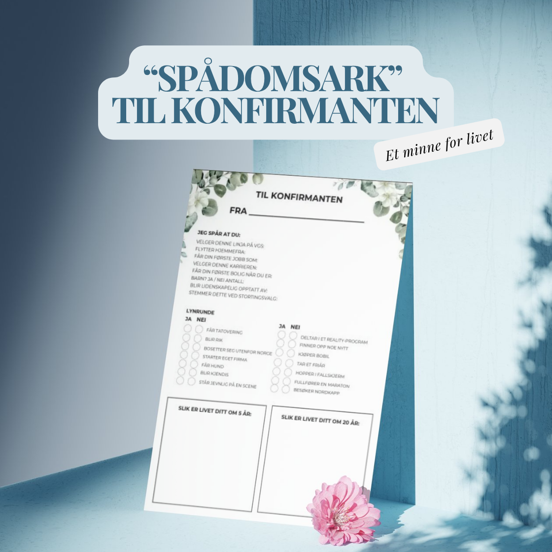 "Spådomsark" til konfirmanten